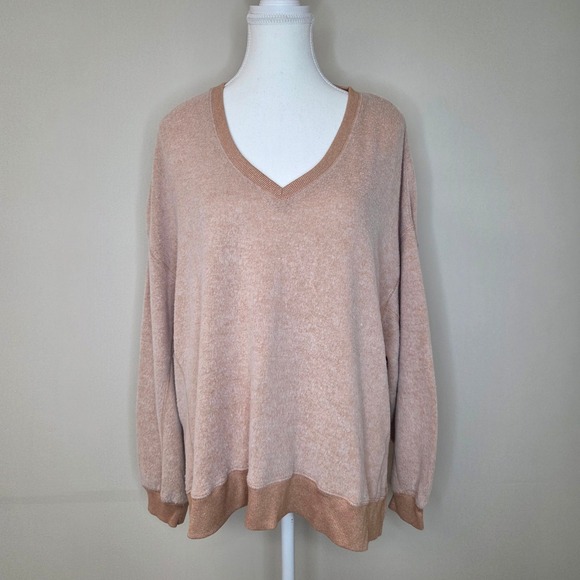 Z Supply Tops - Z Supply Modern Weekender Sweatshirt Peach Pink V-Neck Oversized Pullover Size M